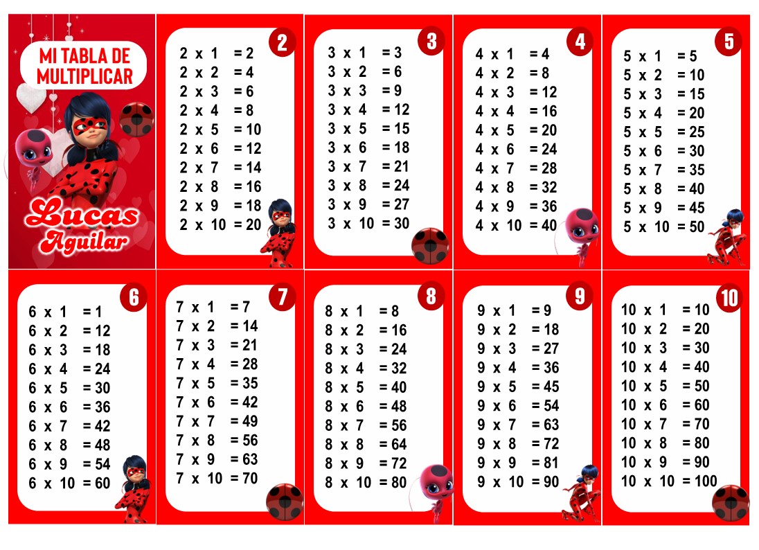 Lady Bug rojo Tabla de Multiplicar